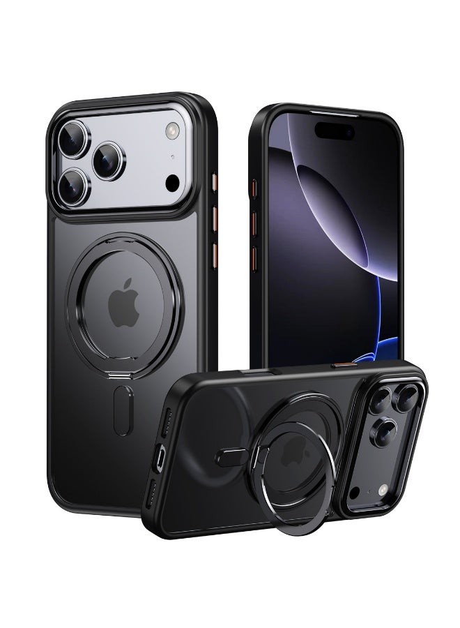 جراب Case Pro MagSpin لهاتف iPhone 17 Pro، حماية من السقوط، حامل حلقي دوار 360 درجة، متوافق مع غطاء MagSafe